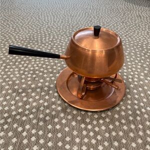Elegant Copper Fondue Set with Black Handle